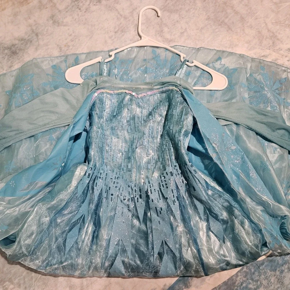 Disney Store Elsa Costume Dress Girls Size 7/8 Frozen Sleeve Wear Pilling‎
